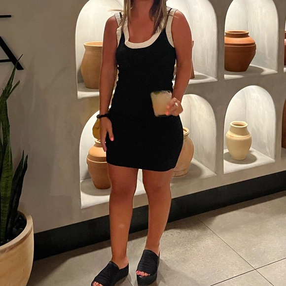 Alexander Wang Jacquard Logo Trim Mini-Dress in Black & White - Picture 2 of 3